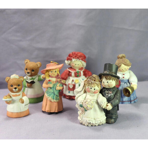 Vintage Enesco Homco Figurines Lot of 6 Teacher Bears Grandma Bride Groom Lady - Picture 1 of 9